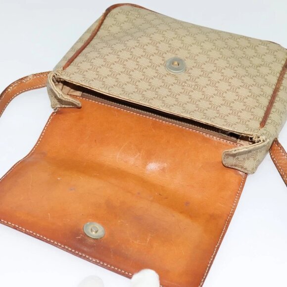 CELINE Macadam Canvas Shoulder Bag PVC Beige Auth - Picture 11 of 16